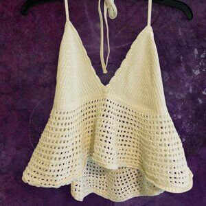 Target Women's Cream and White Vest